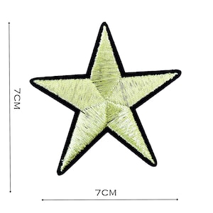 Star Iron On Patch Gold 7cm x 7cm Motif Badge Patches Badges Applique P020