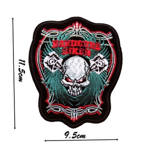 Skull Iron On Patch 9.5 x 11.5 cm Badge Patches Biker Embroidered Badges P243