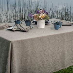 Linen Washed Tablecloth, Natural Color Linen Tablecloth, Linen table top, Linen table cover image 1