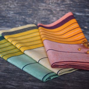 3 Linen Tea Towels, Colorful Linen Kitchen Towels, Eco Kitchen Towels, Linen Gift image 3