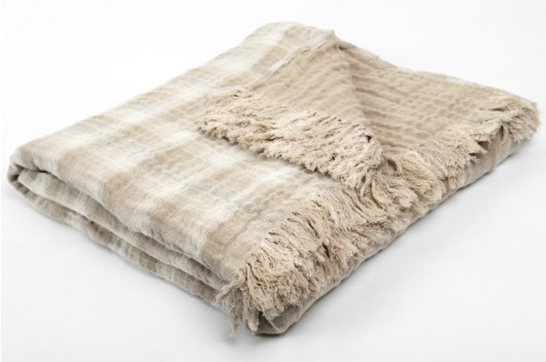 Linen/cotton Blanket Eco Blanket Linen Brown Blanket Linen Etsy