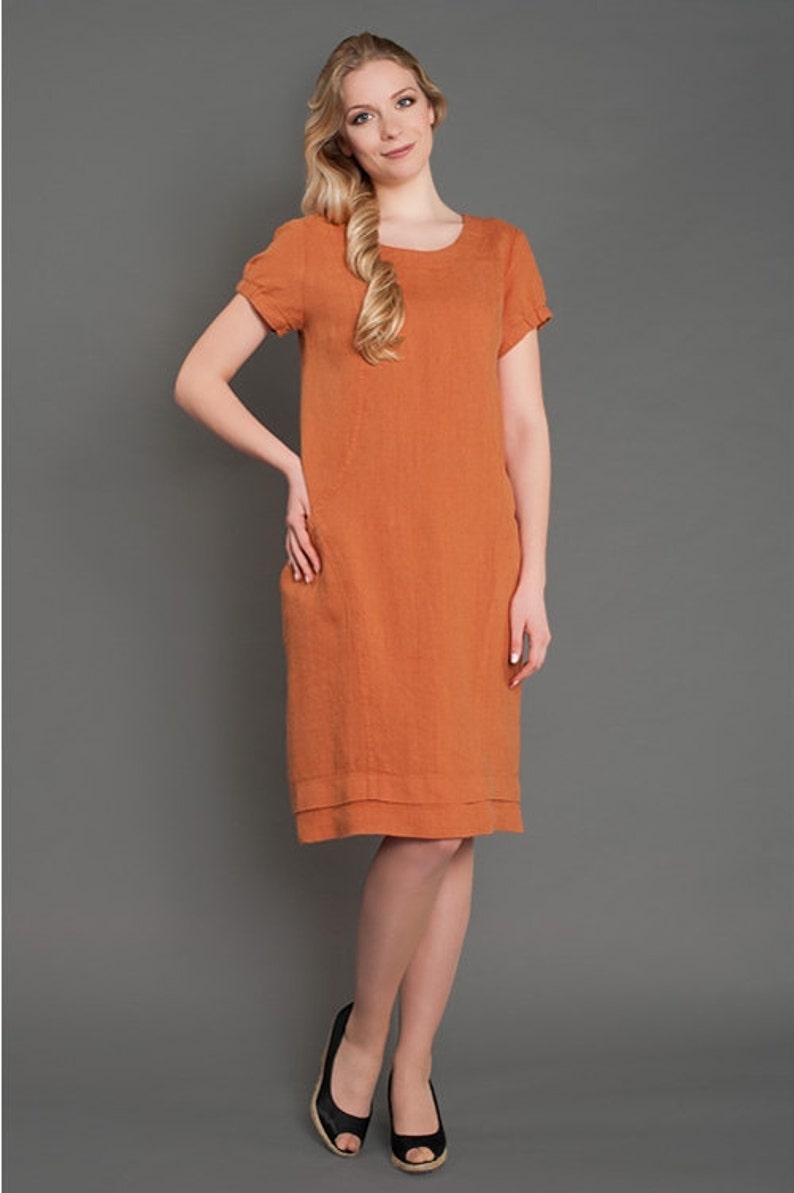 Linen women dress Pure linen dress Brown dress Eco Linen Etsy
