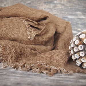 Linen Scarf, Eco Scarf, Natural Scarf, Brown Scarf