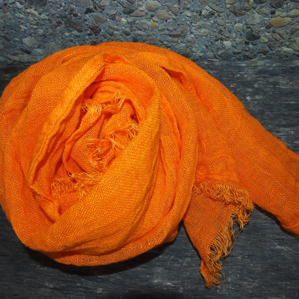 Orange Linen Scarf, Eco Scarf, Natural Linen Scarf