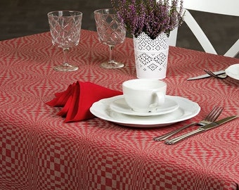 Christmas Linen Tablecloth, Red, Grey linen table top, Linen table cover, Christmas Tablecloth