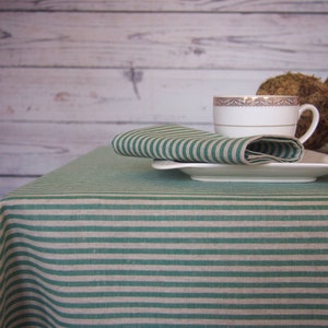 Easter, Christmas Linen Tablecloth, Green linen table top, Linen table cover, Christmas Tablecloth