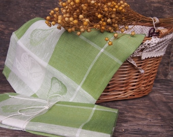 Linen/Cotton Tea Towel, Green Linen Kitchen Towel, Kitchen Towel, Linen Gift