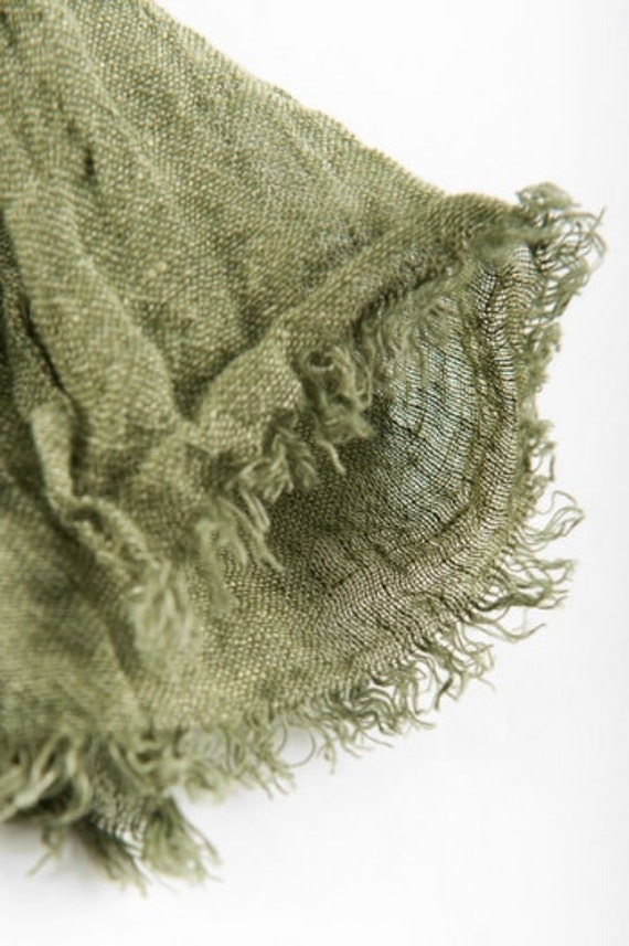 Linen Scarf Eco Scarf Moss Green Scarf Scarf Etsy