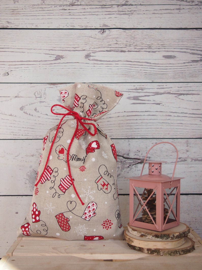 CHRISTMAS Linen Gift Bag Gift Bag