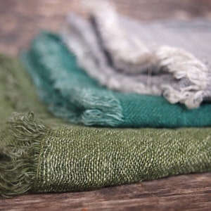 ENVIO GRATUITO - 3 bufandas de lino, bufanda ecológica, bufanda natural, gris, verde, bufandas de musgo
