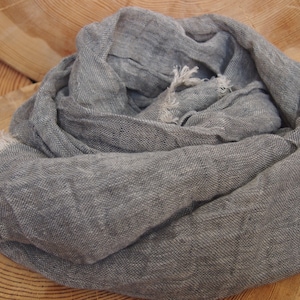 Bufanda de lino gris oscuro, bufanda eco, bufanda de lino natural