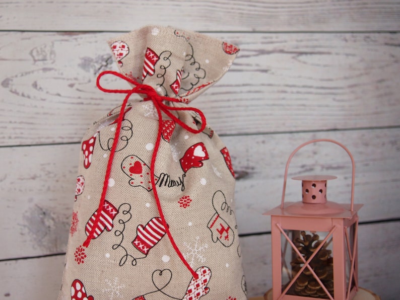 CHRISTMAS Linen Gift Bag Gift Bag