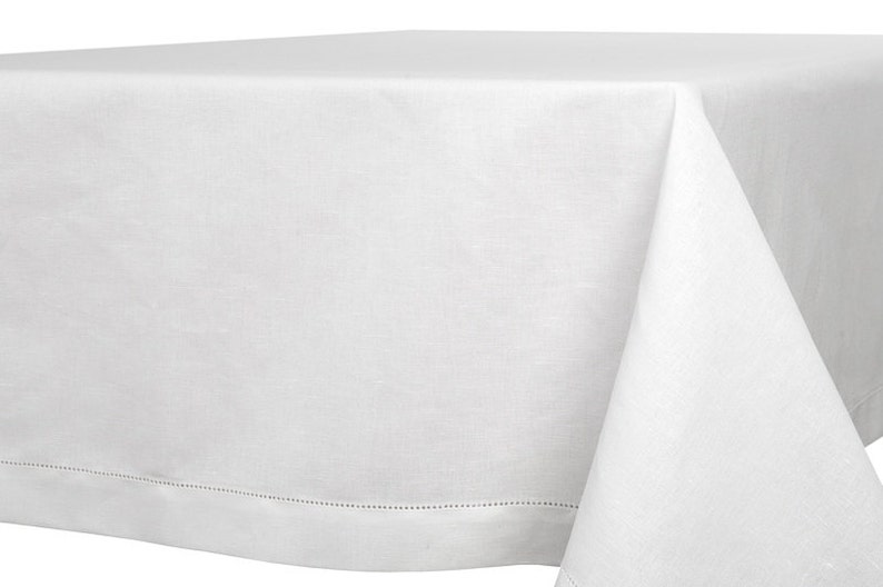 White Linen Tablecloth, Linen Tablecloth, Linen table top, Linen table cover, Wedding Tablecloth image 2