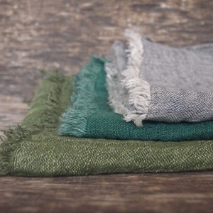 FREE SHIPPING 3 Linen Scarves, Eco Scarf, Natural Scarf, Grey, Green, Moss Scarves image 2