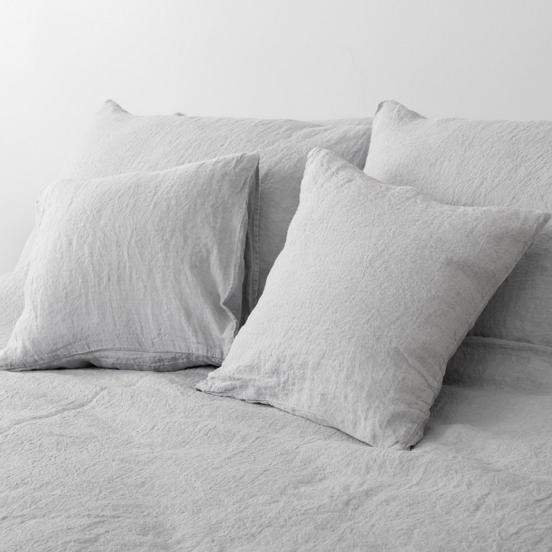 100 Linen Pillow Case, Light Grey Linen Bedding, Linen Pillow Case