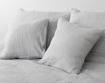 100 % Linen Pillow case, Light Grey Linen Bedding, Linen Pillow case, Organic Grey Linen Pillow case