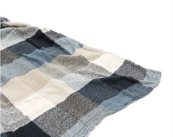 100% Linen Blanket, Linen Squares Blanket, Linen Wrap, Linen Bed Throw