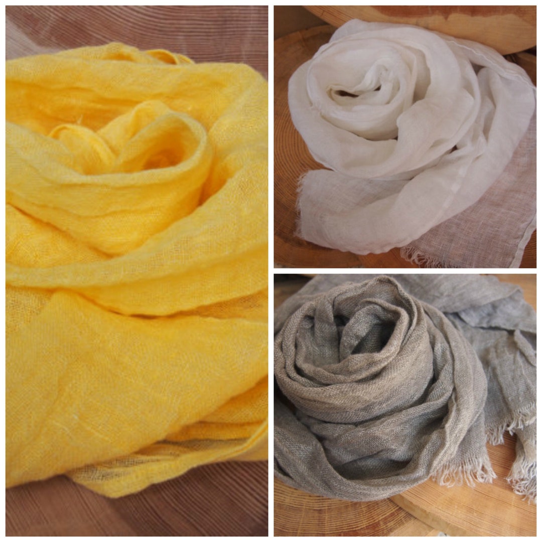 Many Colors Linen Scarf Eco Scarf Natural Scarf Scarf Warm Etsy