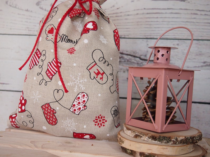 CHRISTMAS Linen Gift Bag Gift Bag