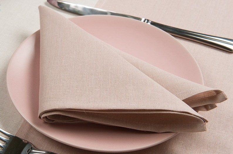 Linen/cotton Napkins Pastel Pink Linen Napkins Table Etsy