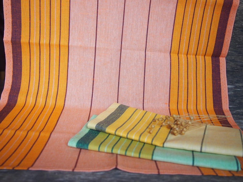 3 Linen Tea Towels, Colorful Linen Kitchen Towels, Eco Kitchen Towels, Linen Gift image 7