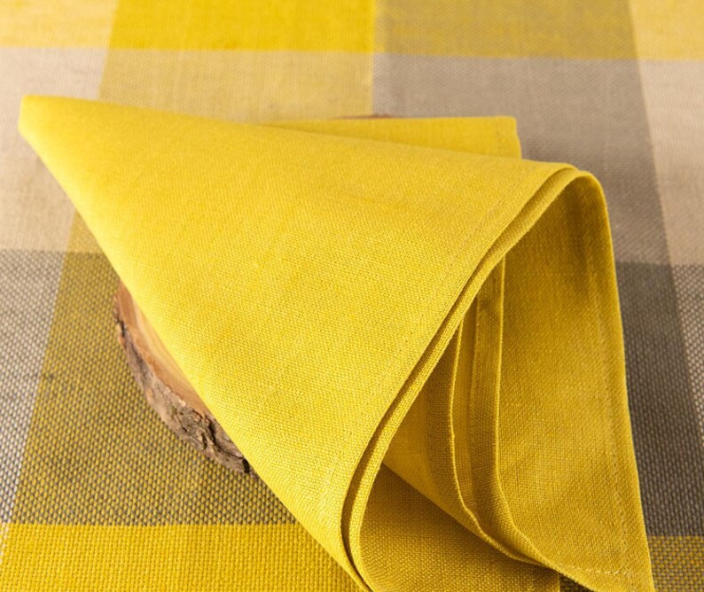 Linen/cotton Napkins Yellow Linen Napkins Table Decoration Etsy