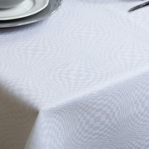 Christmas Linen Tablecloth, Bright White linen table top, Linen table cover, Christmas Tablecloth