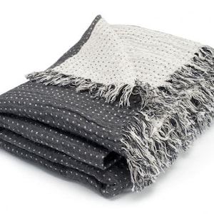 Linen/Cotton Blanket, Eco Blanket, Linen Grey Blanket, Linen Wrap, Linen Bed Throw