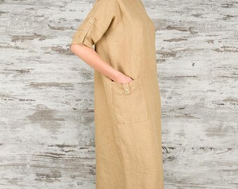 Linen Women Dress, Pure Linen Dress, Light Brown Dress, Spring, Summer Linen  Dress, Linen Clothing, Linen Clothes, Organic Linen Dress - Etsy