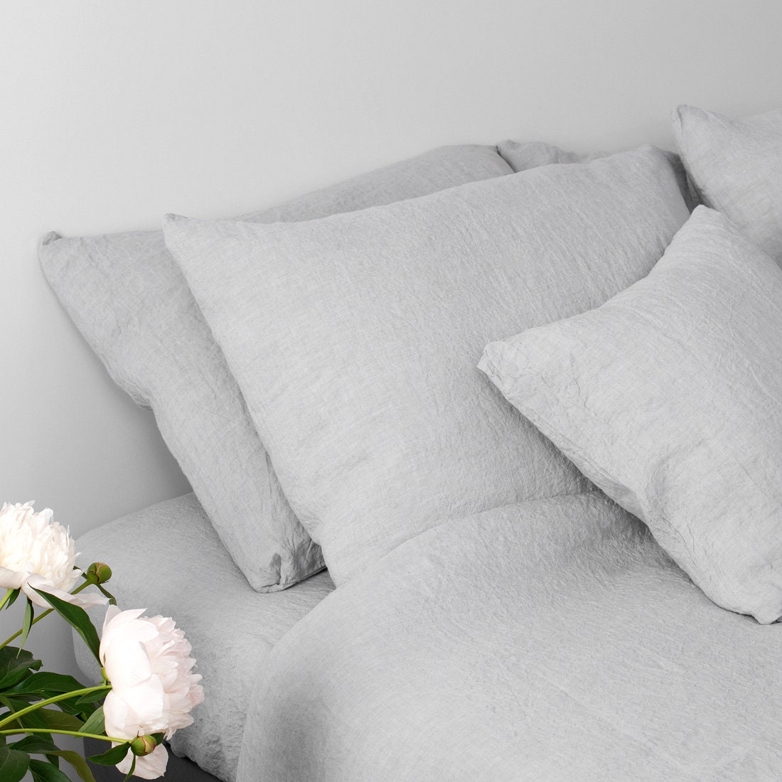 100 Linen Bed Duvet Cover Light Grey Linen Bedding Linen Etsy