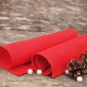 READY to SHIP - Christmas Linen/Cotton 6 Napkins, Linen Napkins, Red Linen Napkins, Table Decoration, Dining Table Napkins, Christmas Gift