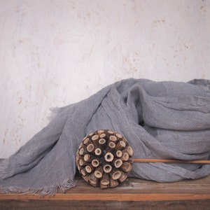 Grey Linen Scarf, Eco Scarf, Linen Scarf