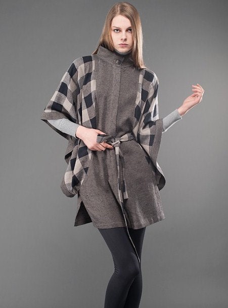 LINEN CLOAK COAT Grey Linen Cloat Coat Spring Autumn | Etsy