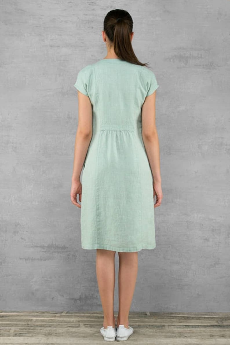 Linen Women Dress Pure Linen Dress Natural Pastel Green - Etsy