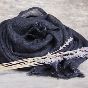 Linen Scarf, Eco Scarf, Black Linen Scarf, Women Linen Accessories