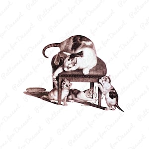 Vintage Katze & Kätzchen Clip Art: Antike Clip Art, Süße Katzen, Süße Kätzchen