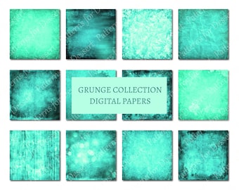 Grünes Grunge Digitales Papier: Hintergrundpapier, Scrapbook Papier, Grunge Muster