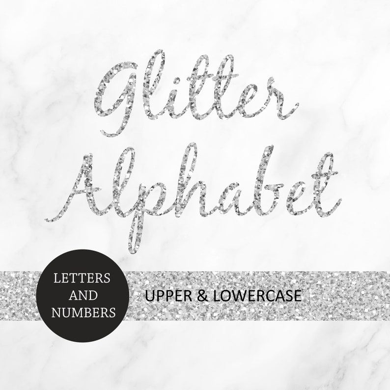 Silver Glitter Digital Alphabet Scrapbooking Elements Silver | Etsy
