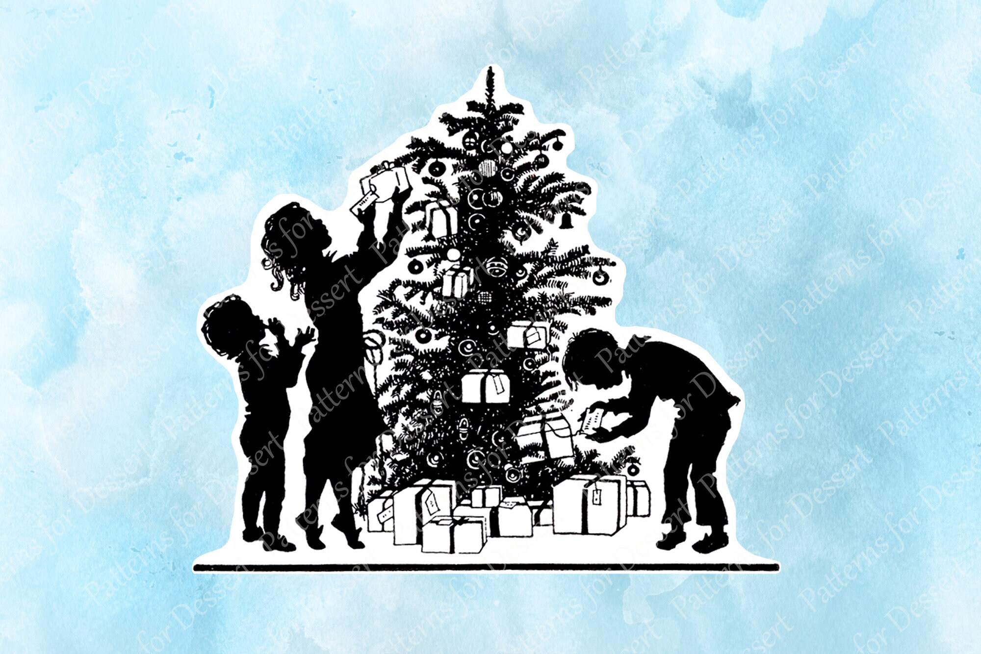 Vintage Black &amp; White Christmas Clipart: Antique Clip Art, Scrapbook ...