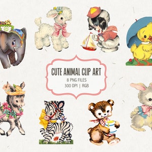 Retro Animal Clip Art | Vintage Clip Art | Digital Download | Scrapbook Elements | Antique Illustrations