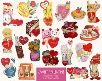 Retro Valentine's Day Clip Art | Vintage Illustrations | Valentine's Day Cards | Digital Downloads