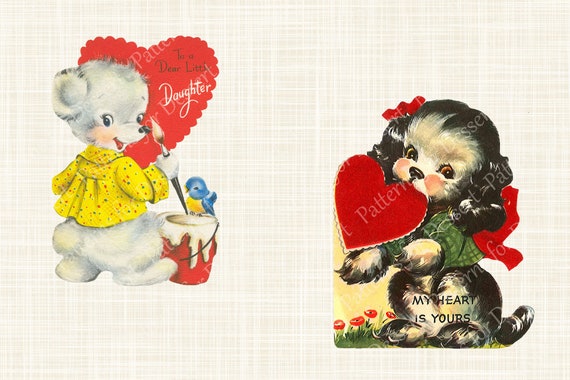 Retro Animal Valentine's Day Cards | Vintage Illustrations