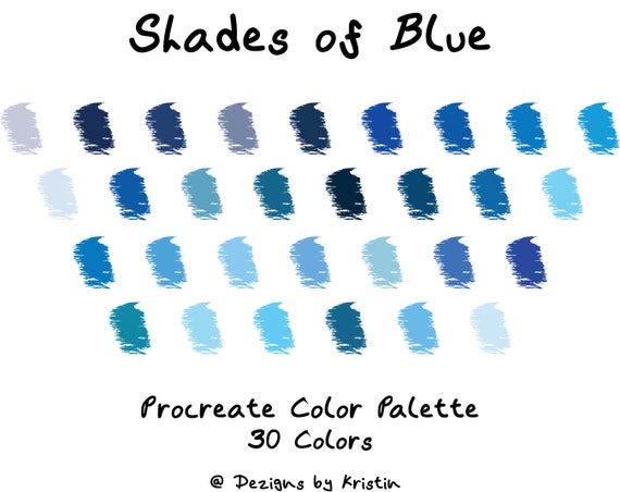 Shades Of Blue Color Palette Procreate Swatches Color Etsy