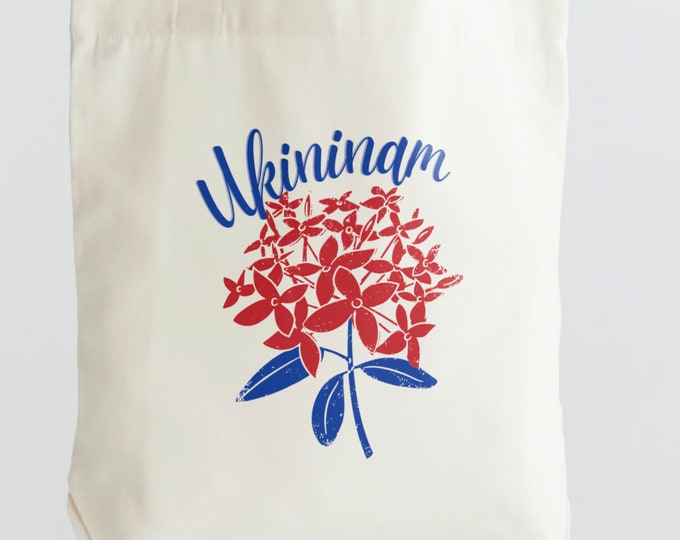 Ukininam, Red Flower, Filipino-Inspired Tote, Filipino Gift Tote Bag, Stylish Ethnic Accessory