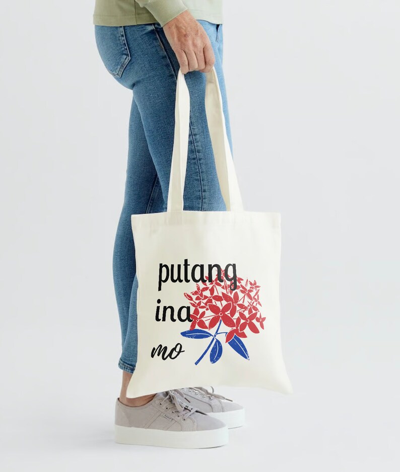 Putang Ina Mo Red Flower Filipinoinspired Tote Filipino Etsy
