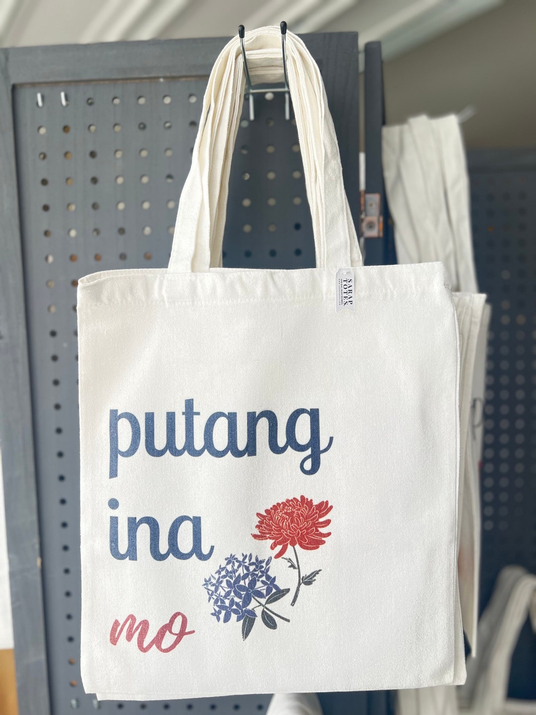Putang Ina Mo, Big Flowers, Filipino-inspired Tote, Filipino Gift Tote