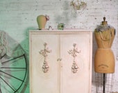 Painted Cottage Prairie Chic Pink One of a Kind Vintage China Cabinet FREE SHIPPING