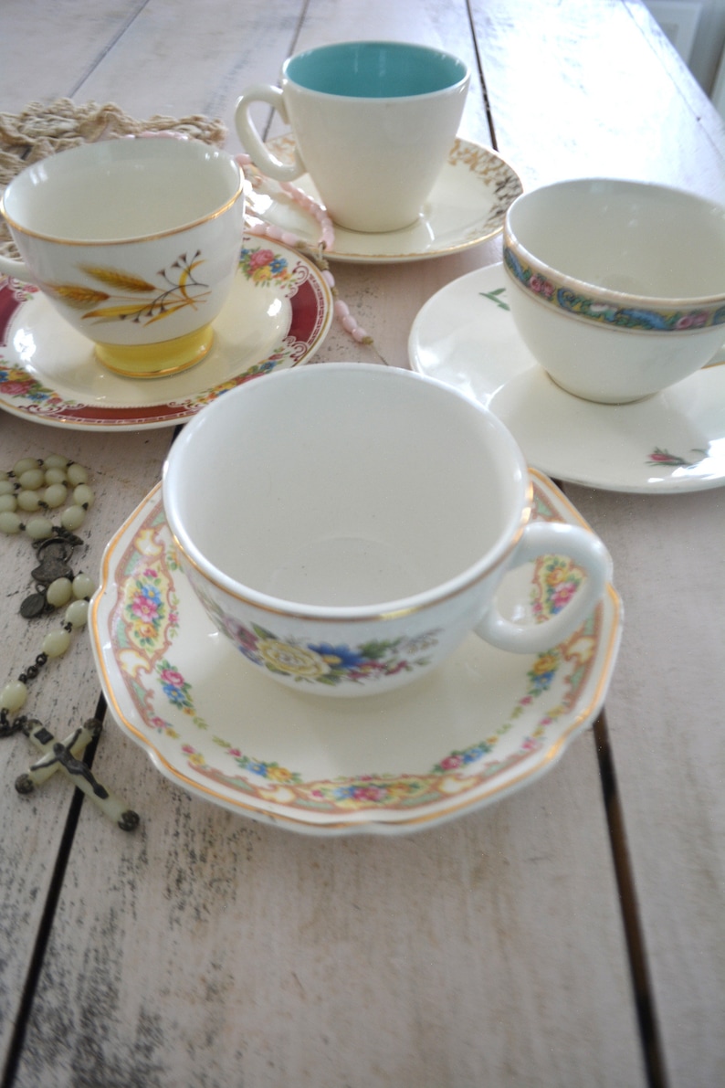 Painted Cottage Prairie Shabby Chic Vintage China Mix and Match Wedding Tea Cup Collection TC1