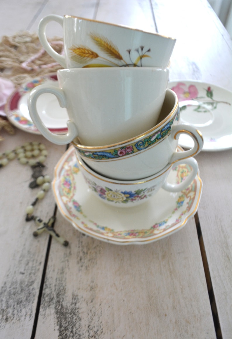 Painted Cottage Prairie Shabby Chic Vintage China Mix and Match Wedding Tea Cup Collection TC1