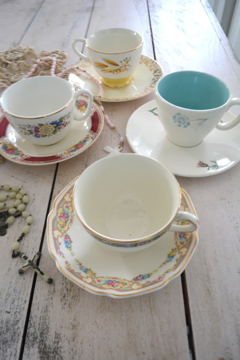 Painted Cottage Prairie Shabby Chic Vintage China Mix and Match Wedding Tea Cup Collection TC1